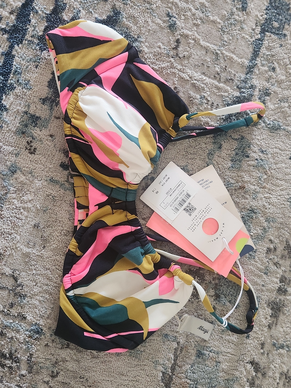 Maaji Multicolor Bikini Top — Pink, White, Olive, Teal, Black